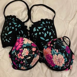 NWOT 36D Black Shade & Shore Bikini Tops